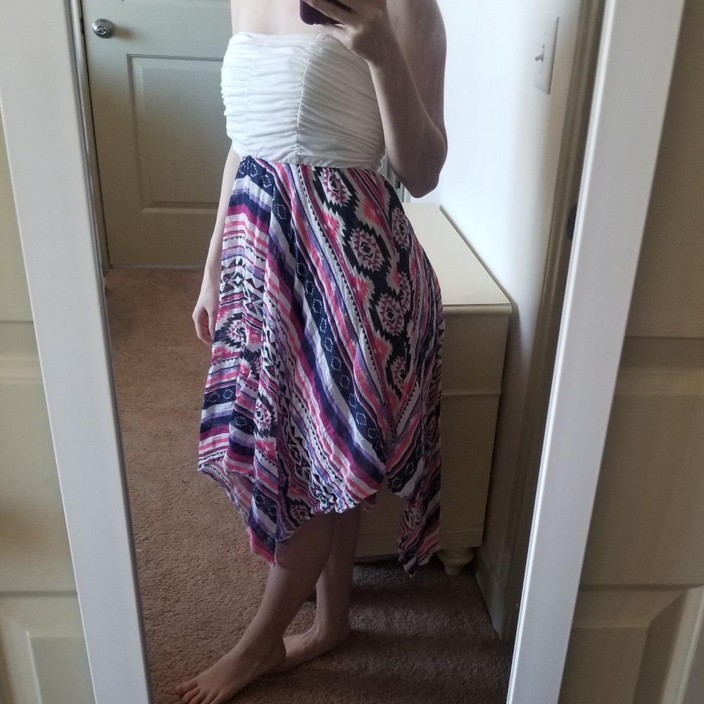 Strapless Aztec Patterned Summer Dress